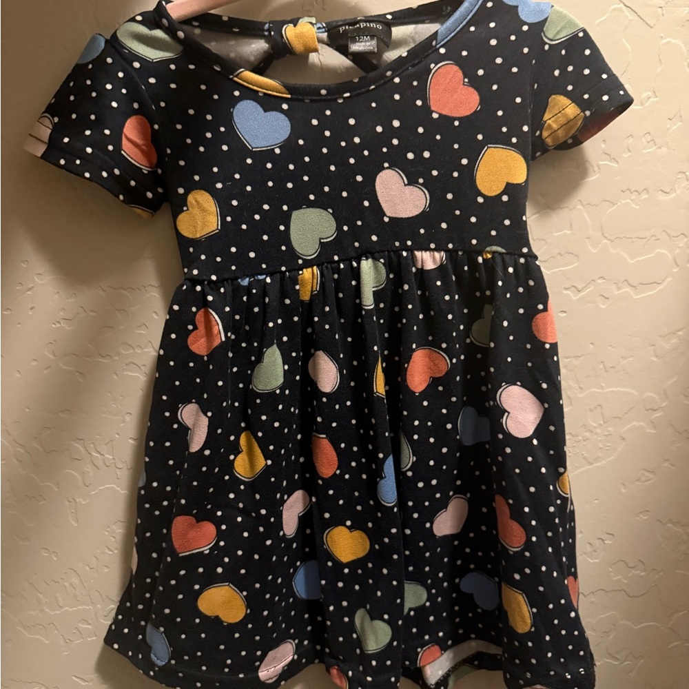 Polka Dot Heart Print Kids Dress